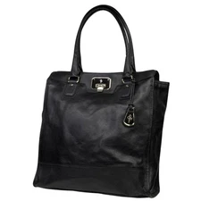 Cole Haan Black Leather Large Satchel Bag Vintage Valise II Kendra Women's Bags