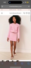 NWT LoveShackFancy Pink Tweed Skirt Sz L Girls 195