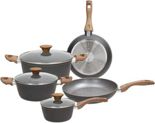 Great Stone, Batteria Di Pentole E Padelle, Set Con 2 Padelle, 3 Casseruole, 3 C