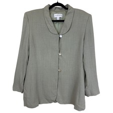Vintage Liz Claiborne Green Shoulder Pad Long Blazer 14 Made In Korea