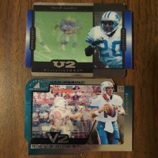 Barry Sanders V-4 & Dan Marino V/10 1997 Pinnicle Inscriptions 3D Die-Cut Cards
