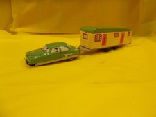 VINTAGETIN FRICTION TOY CAR PULLING HOUSE TRAILER MADE IN JAPAN BY IICHIMURA 