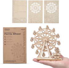 Ferris Wheel 3D Puzzle Wooden - 115 Precision Pieces Sturdy Wood - No Glue Neede