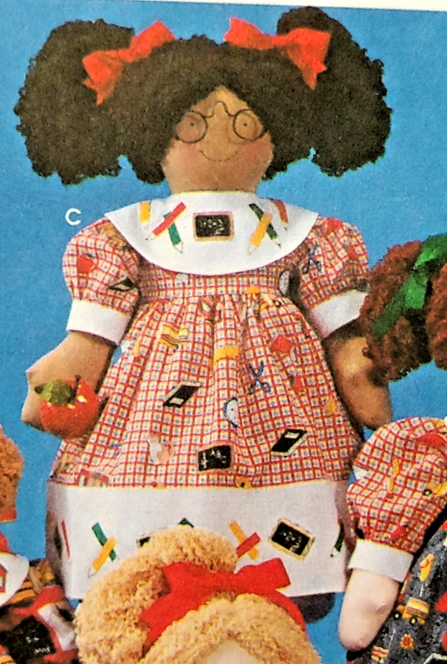 Simplicity 7284 Stuffed 22" Doll w/ Dresses, Pinafore, Shirt, Slip Pattern Uncut - Image 2 of 4