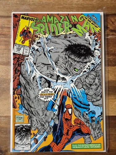 The Amazing Spider-Man #328 Marvel Comics 1990 Todd McFarlane Hulk VF+/NM