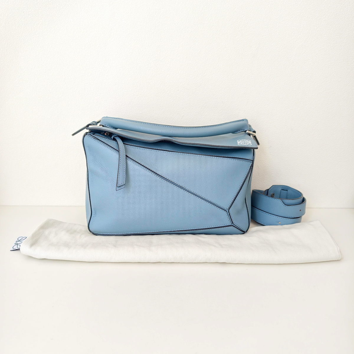 LOEWE Puzzle Shoulder Bag Light Blue Calfskin Medium | eBay