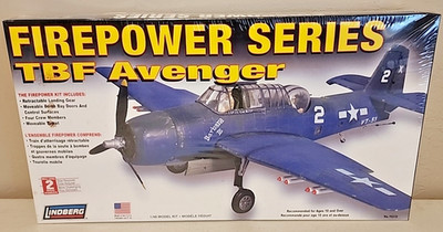 Lindberg TBF Avenger Firepower Series Kit # 75312 1:48 Factory Sealed Dented Box