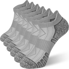 Men's Athletic Running Socks 6 Pairs Low Cut Cushioned Anti-Blister Tab Sport...