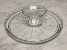 Clear Glass Chip And Dip/Veggie/Charcuterie Serving Plate