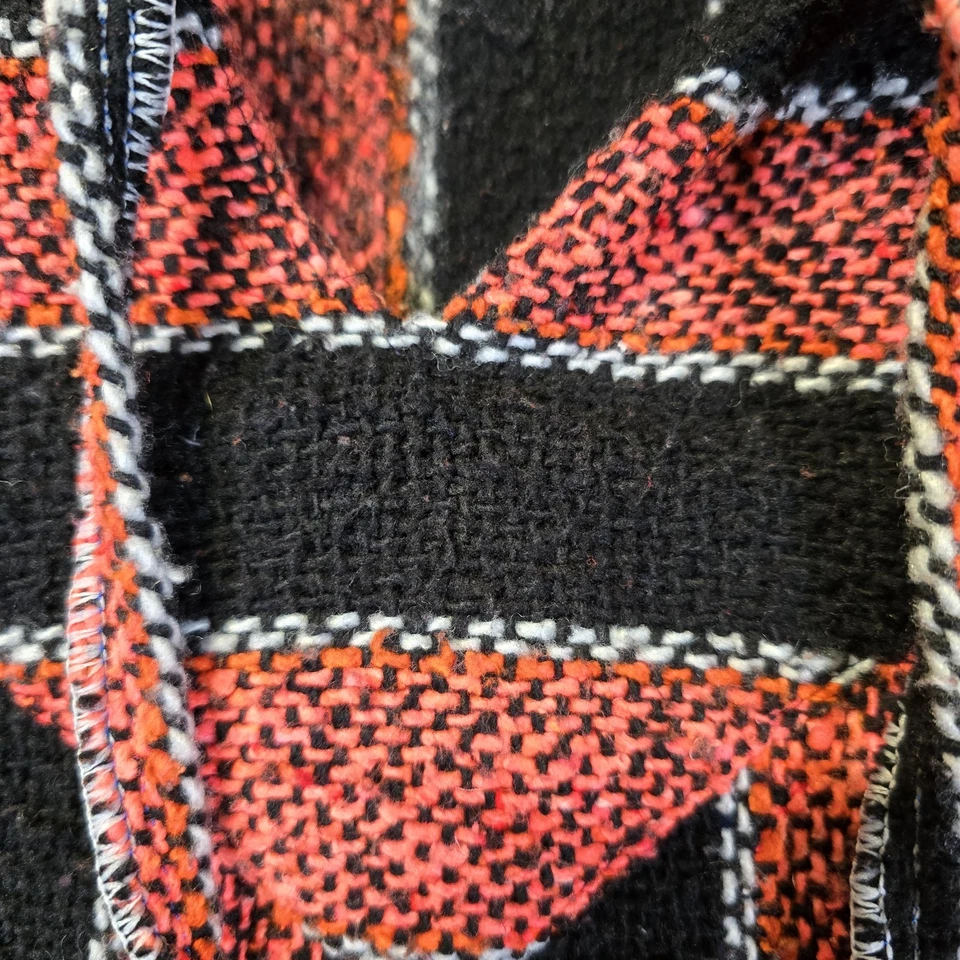 Мексиканский наркотик ковер пуловер толстовка с капюшоном пончо L-XL оранжевый красный черный полоски мешок  - Изображение 2 из 4