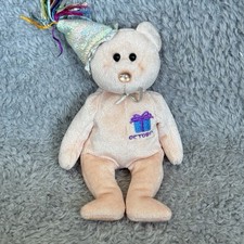 Ty Beanie Baby 9  October Teddy Bear Birthday Bean Plush Stuffed Animal Toy