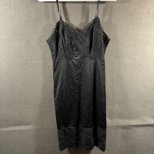 vtg y2k women babydoll slip dress 32 6 small Van Raalte Lace whimsygoth Black
