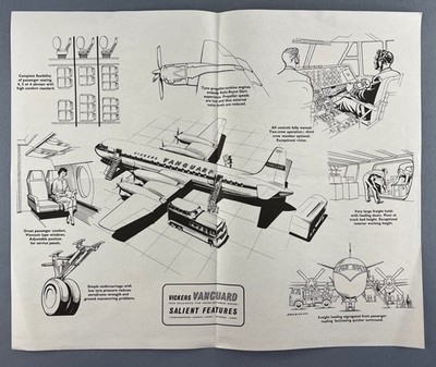 Vickers Vanguard Hersteller Flugblatt Flugzeug herausragende Merkmale ca. Ende 1950er Jahre