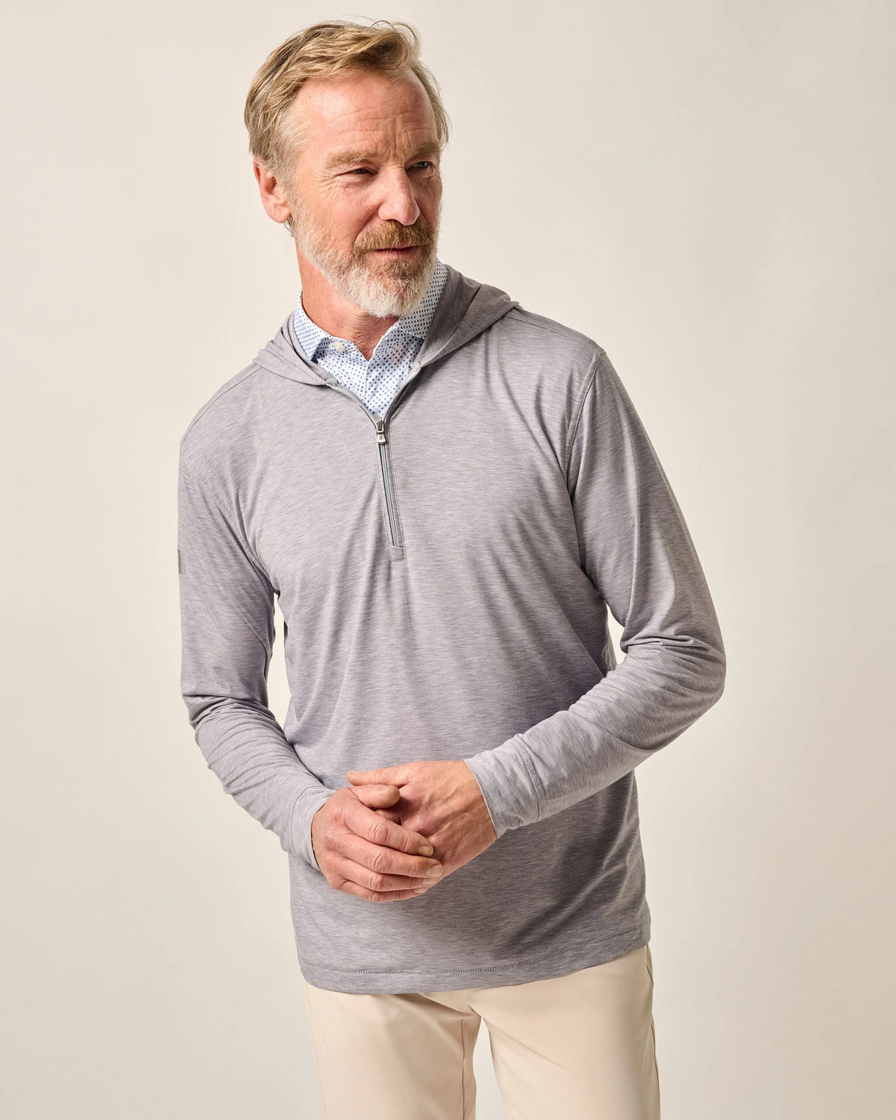 johnnie-O Welsey Performance 1/4 Zip Hoodie Seal Size M