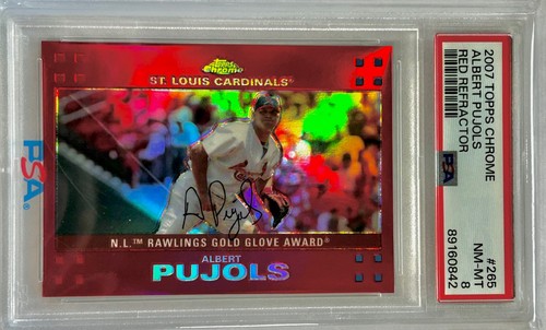 2007 Topps Chrome - Gold Glove Albert Pujols #265 Red Refractor /99 PSA 8