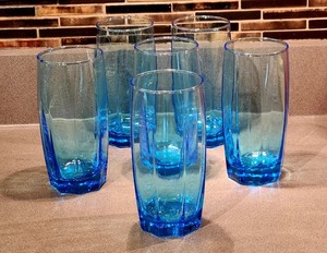 Set of 6 Cristar AMADEUS 16 oz Turquoise Tumblers/Glasses