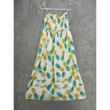 J Crew Dress Womens 10 Pineapple Square Neck Ruffle Maxi Tropical Vacation BI229