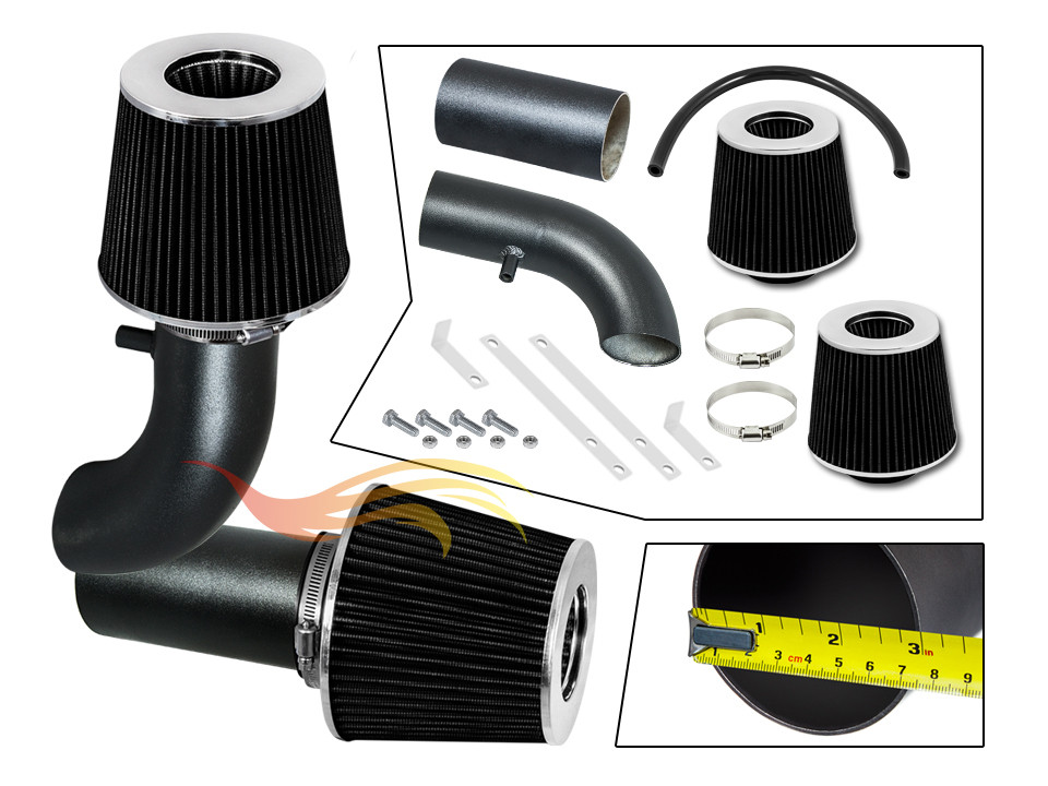 RW BCP GREY 1988-1989 F150 F250 Bronco 5.0L Non-MAF V8 Ram Air Intake Kit+Filter