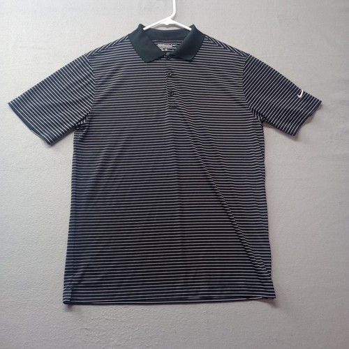 Nike Golf Herren Medium Tour Performance Dri-Fit Poloshirt schwarz weiß gestreift M