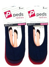 2Pk x 3PAIRS 6 Pairs Peds Ladies Gel Tab Sock Ultra Low Cut Shoe Size 5-10 NWT