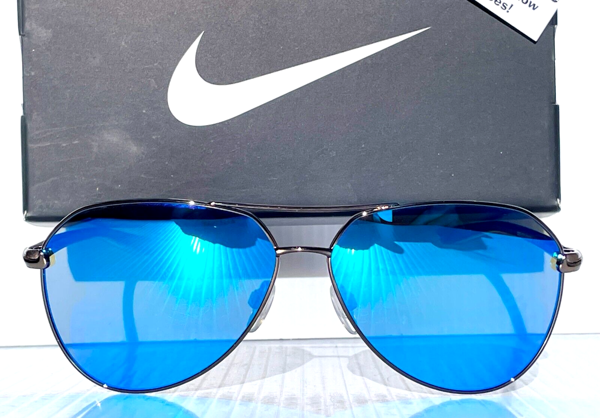 NEW Nike CITY AVIATOR Pewter Frame Blue Mirror Lens Sunglass