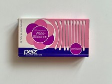 Vintage Pappschachtel f&uuml;r Wattest&auml;bchen der Marke pelz | leer | 70er Jahre