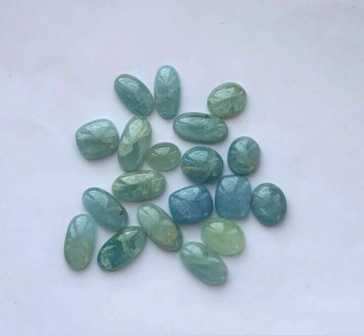 Pierre D'Aigue-Marine Naturelle 30,84 Ct - Cabochon Ovale Lisse Bleu, Non Traitée, Pour Bijoux