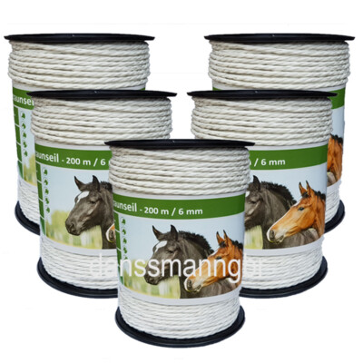 1000 Meter Weidezaunseil  6  mm,6  Niroleiter ,weiss