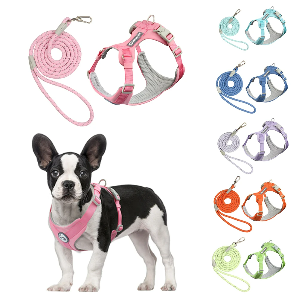 Pet Dog Cat Walking Harness Set With Leash Dogs Nylon Vest Training  Harnesses