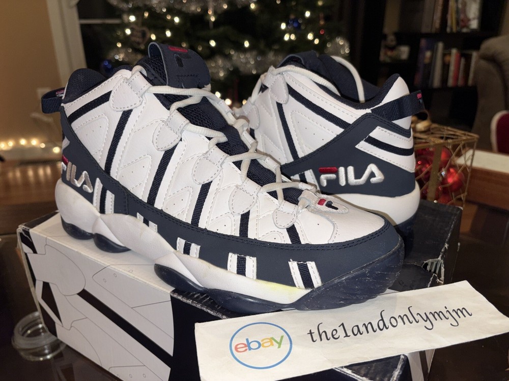FILA Spaghetti White Navy Jerry Stackhouse Sneakers Size 11 Rare Basketball Shoes