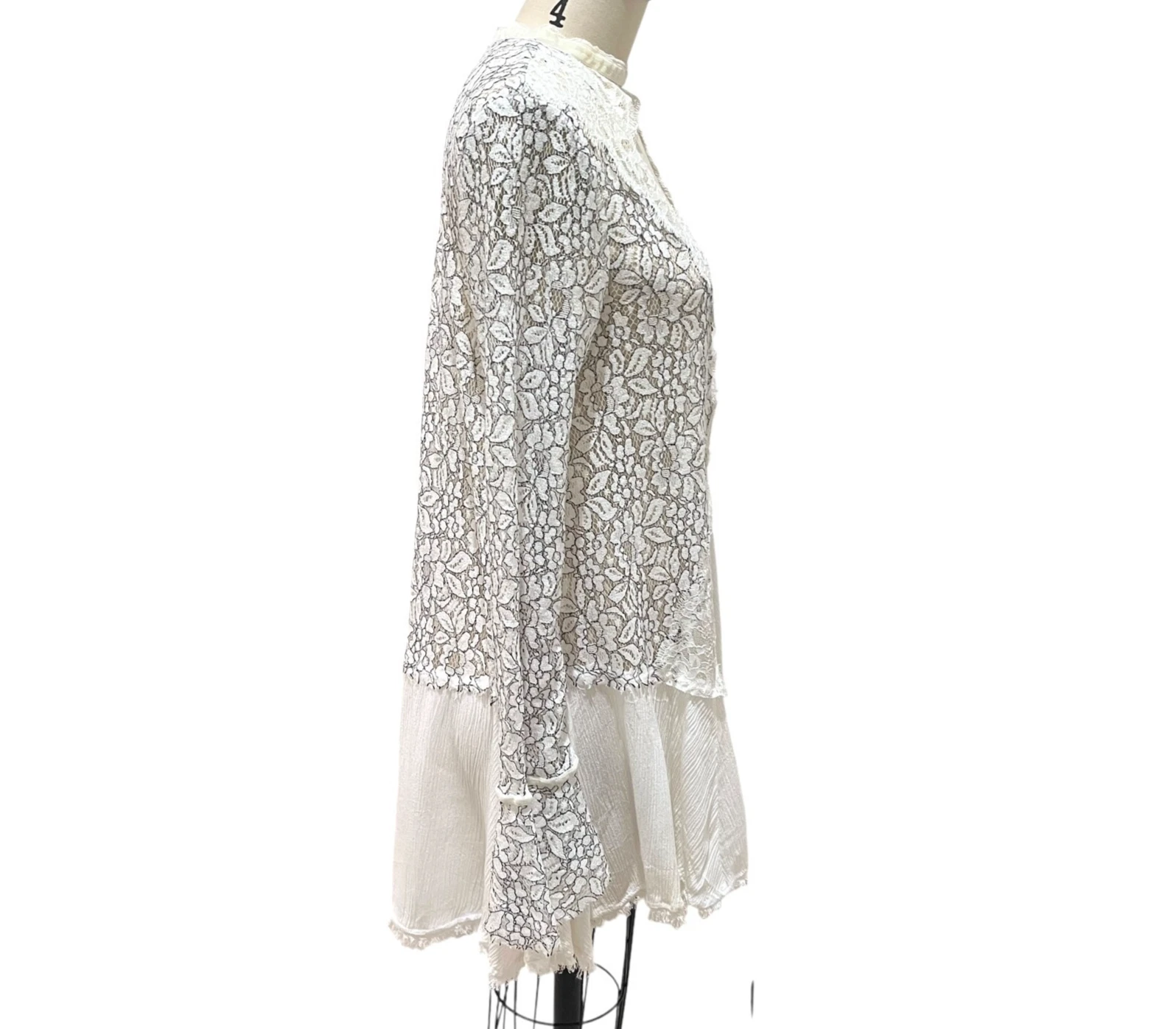 UNDERCOVER Free People Secret Origins abito tunica pizzo a pezzi taglia XS boho romantico