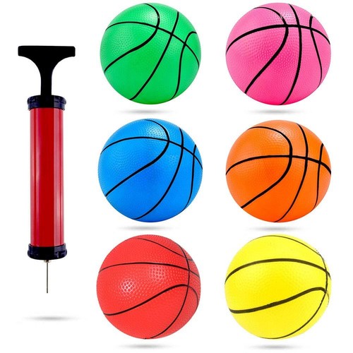 6 Pcs Mini Basketballs Colorful Rubber Inflatable Basketball Pool Kick