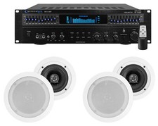 Technical Pro Home Theater Amplifier Receiver 4 5.25" White Ceiling Speakers