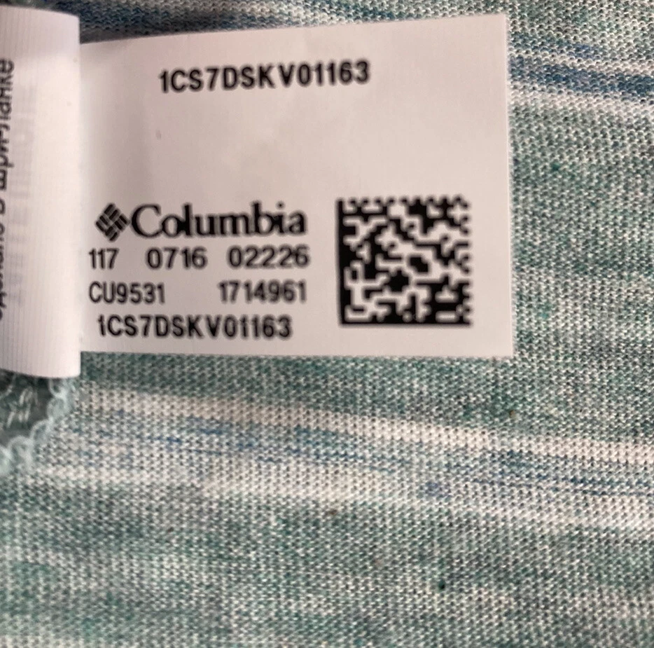 NUEVA Polaina Para Mujer Columbia Omni Wick Cuello Personal Ultra Ligera Verde Azul Raya Foto 4 de 4