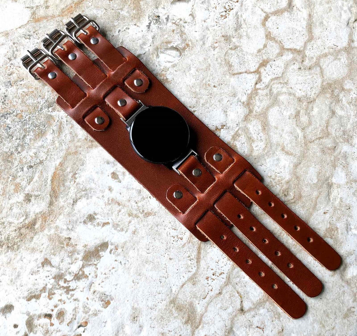 Cuff Steampunk Wide Leather Band for Google Pixel Watch 4 3 2 1