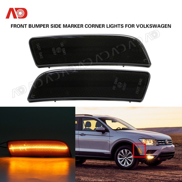 For VW Tiguan 20082017 LED Front Bumper Side Marker Light Lamp Smoked