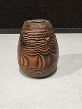 Vintage MCM Handmade Redwood Match Holder Folk Artisan Crafted California