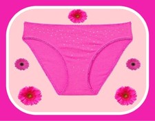 M Fuchsia Pink Scatter Rhinestone Stretch Cotton Victoria's Secret BIKINI Panty