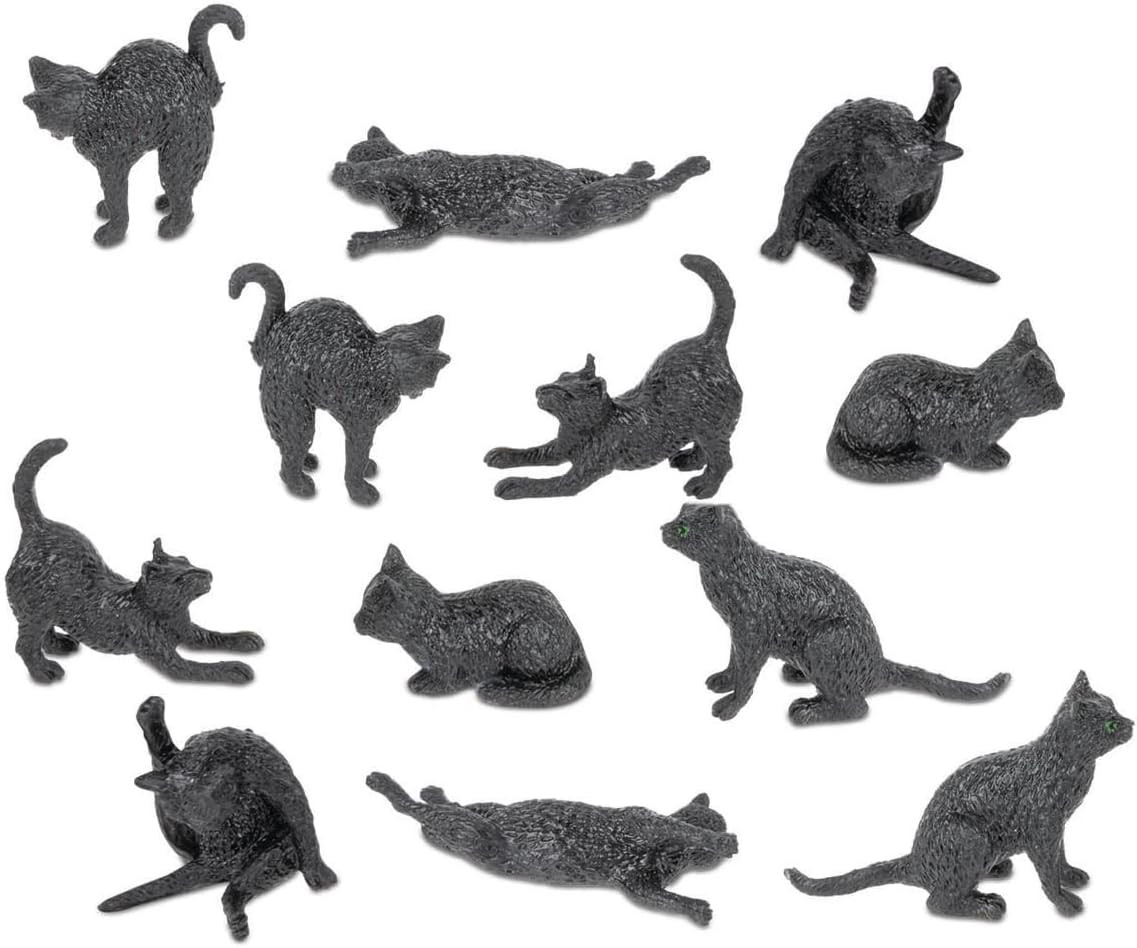Аксессуары Archie Mcphee Itty Bitty Black Cats - Набор из 12 очаровательных виниловых котов