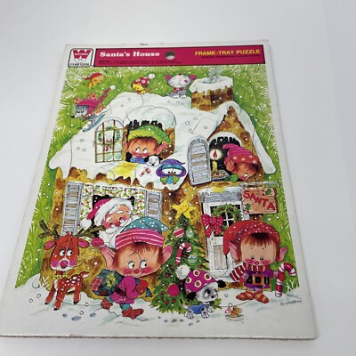 1974 Vintage Whitman Santa's House Frame Tray Puzzle Delelops Coordination
