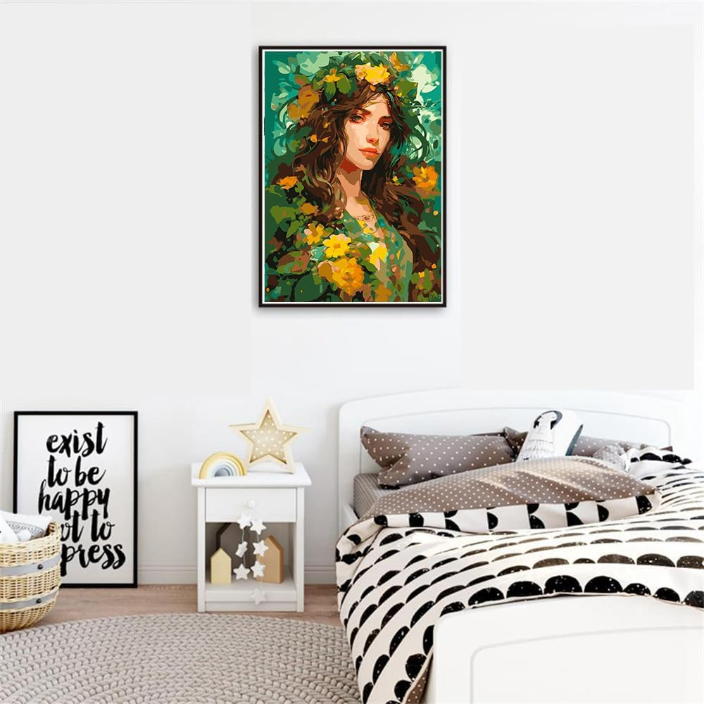 DIY Flowers Paint by Numbers Kits on Canvas, Girl Paint by Numbers Kits