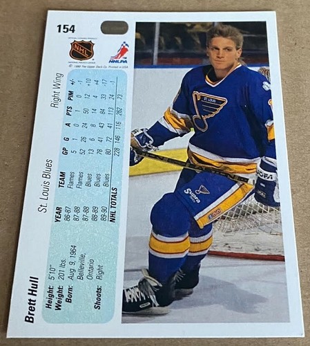 BRETT HULL HOF 1990-91 UPPER DECK Card #154 NM-MT Condition - Picture 2 of 2