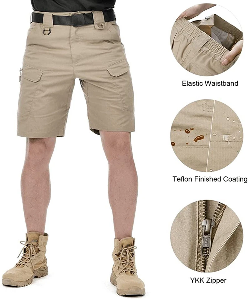 Pantalones Cortos Tácticos Para Hombres Pantalones Cortos de Carga Exterior Impermeables Senderismo Pesca Pista Pantalones Cortos Foto 4 de 4