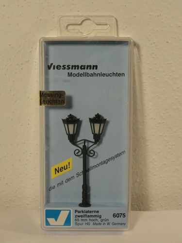 Viessmann 6075 H0 Parklaterne 2-flammig H 65mm grün NEU OVP | Zustand: Neu