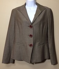Lafayette 148 Size 6 Blazer Jacket Brown 100 Virgin Wool Blend Career Work