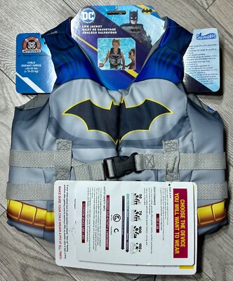 SwimWays DC Batman Child s Life Jacket US Coast Guard Approved  33-55 lbs NWT.