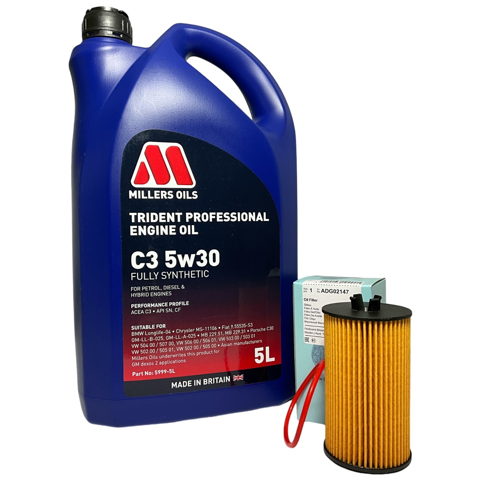 Vauxhall Corsa D Service Kit 1.0 1.2 1.4 1.6 Millers Oil Trident 5W30 Oil Filter