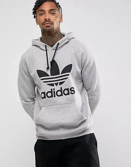 adidas Mens Trefoil Sweatshirt Hoody Gray/Black New NWOT BR4164 2017 | eBay