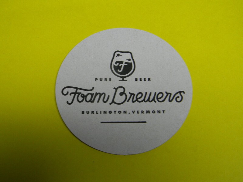 NEW FOAM BREWERS CRAFT BREWERY BEER COASTER BURLINGTON VERMONT 