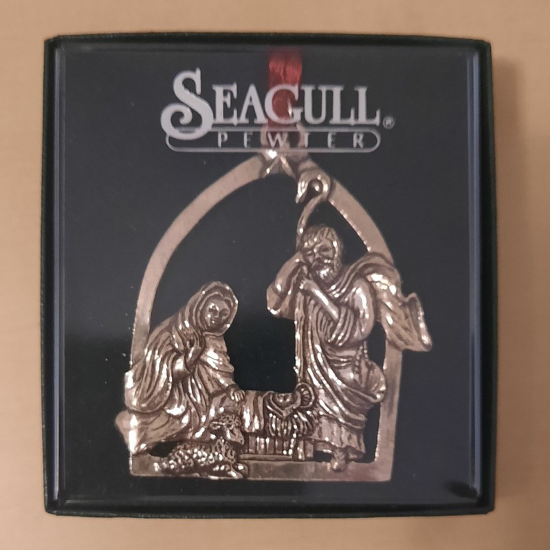 NOS Seagull Pewter Nativity Holy Family Christmas Ornament 3 x 2.5" Canada 1988